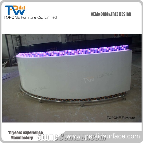 China Factory Supplier Small Led Lighted Home Bar Counter Tops, Interior Stone Acrylic Solid Surface Led Bar Counter Table Tops Design Home Furniture