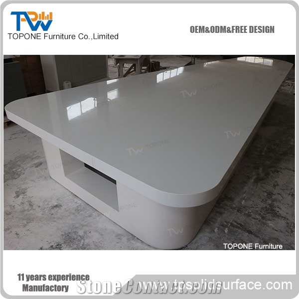 China Factory Supply Cheap Artificial Marble Stone Price Conference Table Designs, Interior Stone Acrylic Solid Surface White Meeting Boardroom Table