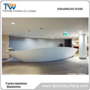 White China Factory Supply Luxury Artificial Marble Reception Desk Tops, Interior Stone Acrylic Solid Surface Front Table Tops Design Office Furniture