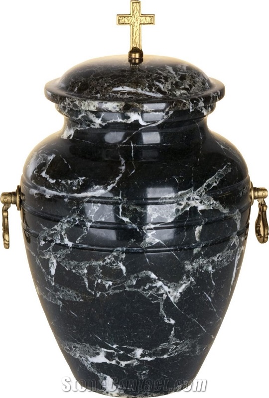 Modish Cremation Urn, Zebra Black Marble Cremation Urns