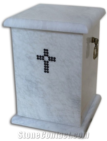 Prominent Cremation Urn, White Marble Urn