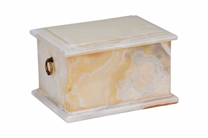 Water Fall Edge Cremation Urn, White Onyx Cremation Urns