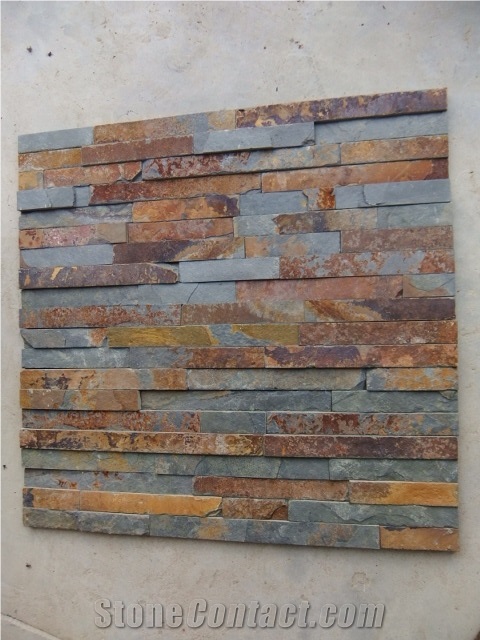 China Multicolor Slate Cultured Stone/ Rusty Slate/Cultured Stone/Stone Veneer/Wall Stone/Slate Culture Stone/Culture Slate/Slate Wall Cladding