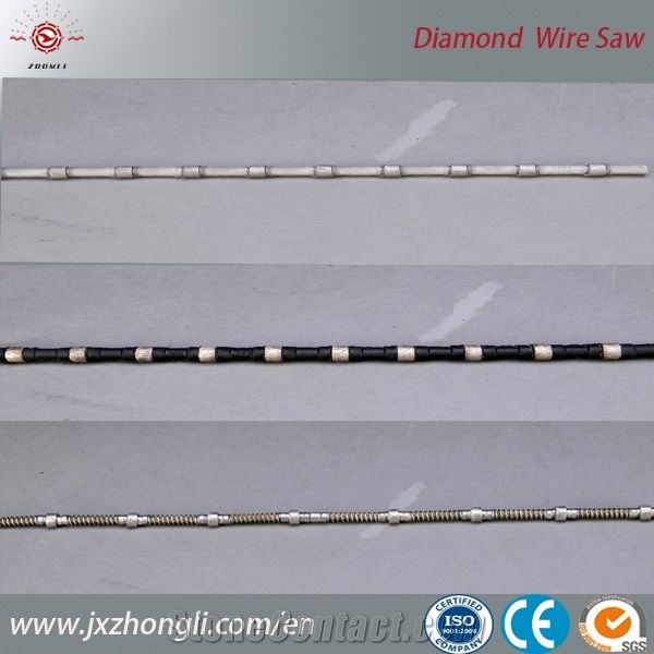 Water Cutting Diamond Wire Saw Ropes for Granite Marble Sandstone Reinforced Concrete, Diameter 7.3mm 8.8mm 10.5mm 11.0mm 11.5mm for Wire Saw Machine