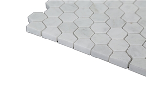 2017 Most Popular White Carrara Mosaic Tiles Manufactured in China, Carrara White Hexagon Marble Mosaic Tile