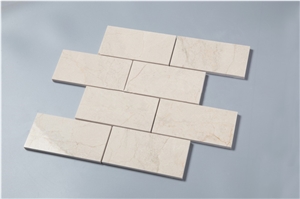 3x6 Cream Marfil Marble Brick Mosaic Tiles for Backsplash, Spanish Crema Marfil Marble Mosaic