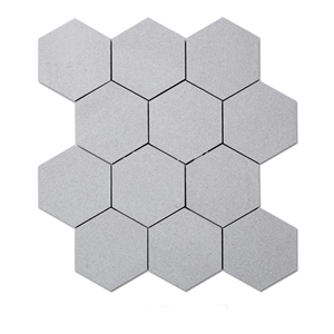 Cinderella Grey Marble Sandblasted 4 Inch Hexagon Mosaic Wall Tile Sheets, Grey Girl Hexagon Marble Mosaic Tile