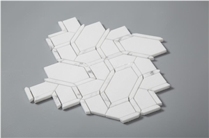 Dolomite White Gray Marble New Designs Mosaic Tiles, Bianco Dolomite with Carrara White Marble Mosaic