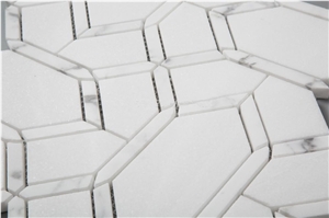 Dolomite White Gray Marble New Designs Mosaic Tiles, Bianco Dolomite with Carrara White Marble Mosaic