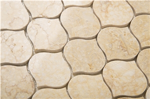 Egypt Gold Beige Mosaic Giallo Atlantide Marble Arabesque Backsplash Bathroom Wall Tile