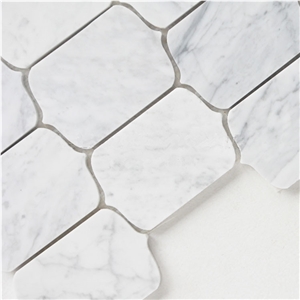 Italy Carrara White Marble Mosaic Wall Tiles Arabesque Lantern Design ,Italian White Marble Mosaic, Italian White, Carrara White