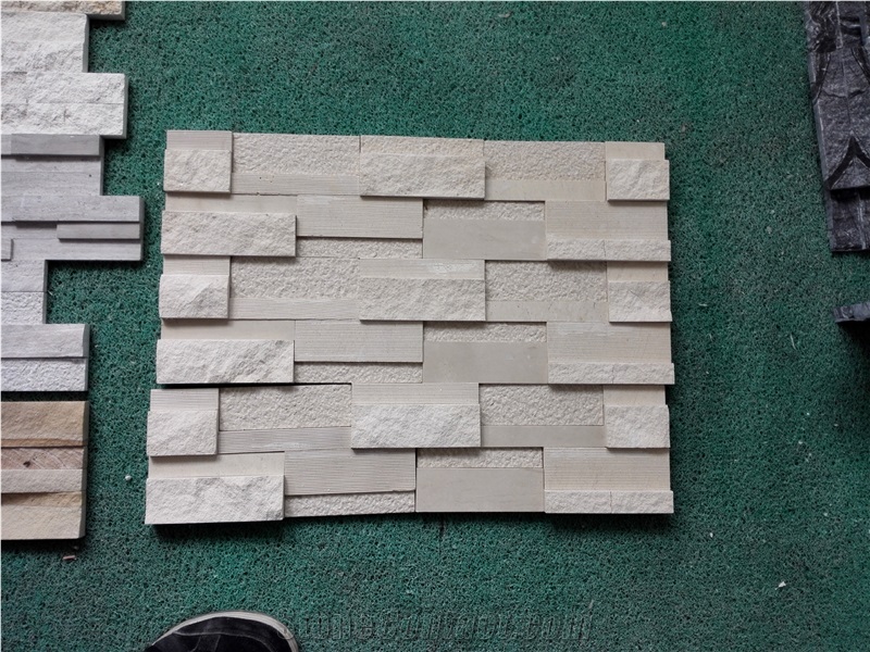 Moca Crema Limestone Splitted Culture Stone,Ledge Stone ,Wall Cladding Panel,Stacked Stone Veneer