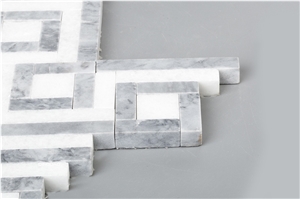 Natural White and Grey Marble Stone Mosaic Tiles for Kitchen Backsplash , Thassos White and Grey Marble Mosaic