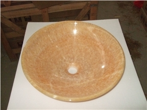 China Honey Onyx Wash Basin, Yellow Onyx Round Bathroom Sinks