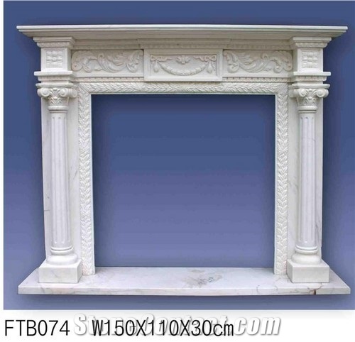 Absolute Pure White Onyx Fireplace Mantel, Western Style Handcarved Sculptured Modern Fireplace Mantel, Stone Fireplace Hearth Gofar