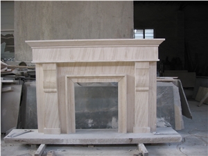 Beauty Oriental White Marble Fireplace Mantel, Western Style Handcarved Sculptured Modern Fireplace Mantel, Stone Fireplace Hearth Gofar