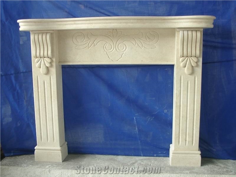 Beauty Oriental White Marble Fireplace Mantel, Western Style Handcarved Sculptured Modern Fireplace Mantel, Stone Fireplace Hearth Gofar