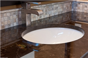 Best Quality Antique Brown Granite Kitchen Bathroom Bath Tops Custom Vanity Tops Quartz Stone Vanity Tops Bathroom Countertops Gofar