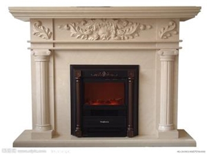 Best Quality Beige Onyx Fireplace Mantel, Western Style Handcarved Sculptured Modern Fireplace Mantel, Stone Fireplace Hearth Gofar