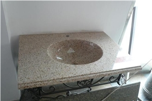Best Quality China G682 Yellow Beige Granite Sinks Basins Bathroom Countertops Vanity Tops Custom Vanity Tops Gofar