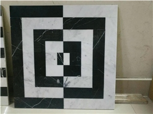 China Nero Oriental Marquina Marble Mix Eastern White Marble Brick Mosaic Pattern for Bathroom Wall,Floor Tile