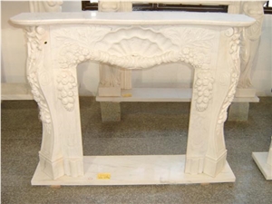 Discount Oriental White Marble Fireplace Mantel, Western Style Handcarved Sculptured Modern Fireplace Mantel, Stone Fireplace Hearth Gofar