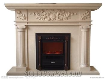 Honey Onyx Beige Fireplace Mantel, Western Style Handcarved Sculptured Modern Fireplace Mantel, Stone Fireplace Hearth Gofar