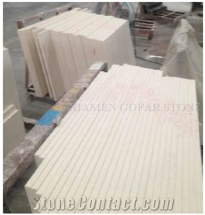 Limra White Limestone Machine Cutting Tiles, Crema Classic Lymra Coral Stone Slabs Tiles for Bathroom Floor Covering