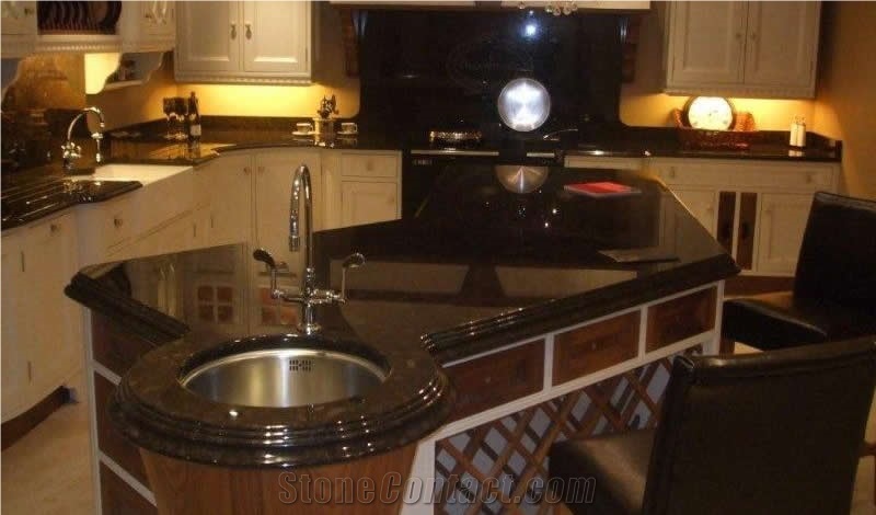 Polished Antique Brown Granite Kitchen Islands Countertops, Kitchen Bar Top Custom Countertops Kitchen Worktops Solid Surface Kitchen Top Gofar
