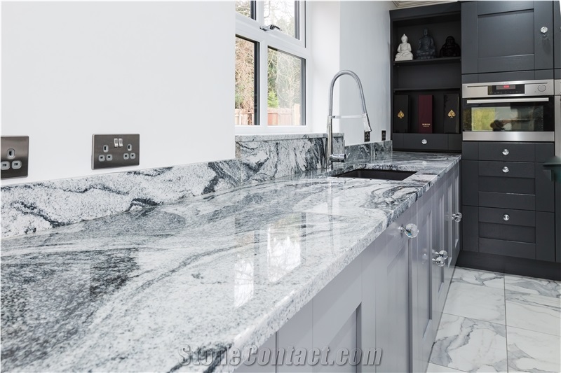 Polished Viscont Grey White Granite for Kitchen Bar Top Kitchen Countertops Kitchen Worktops Solid Surface Kitchen Islands Top