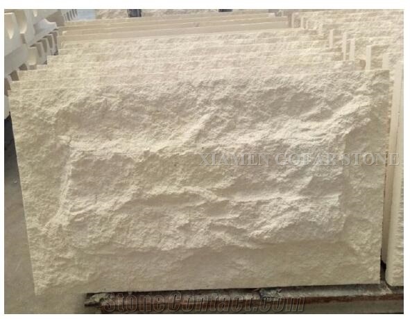 Portugal Beige Classico Crema Limestone Mushroom Stone Split Face, Villa Wall Cladding, Limestone Walling Tiles Covering