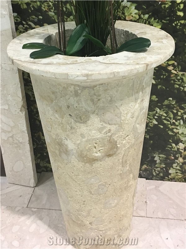 Dominican White Coral Stone Planter