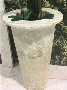 Dominican White Coral Stone Planter