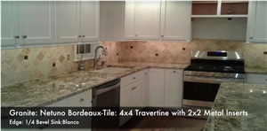 Netuno Bordeaux Granite with 1/4 Bevel Edge and Blanco Sink