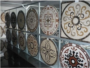 China Beige Marble Square Waterjet Medallions,Premium Marble Tiles Western Style,Customized Marble Flooring European Style,Mosaic Inlay Lobby and Hall