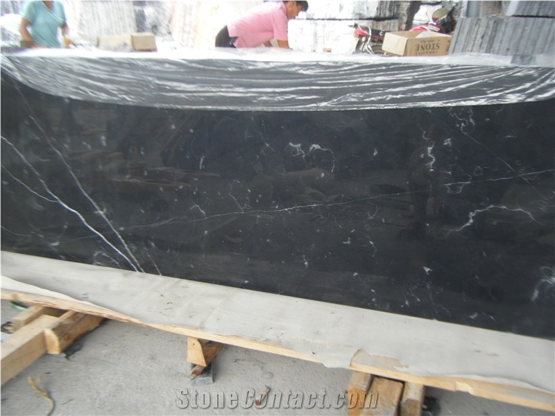 China Black Markina Marble Nero Marquina Venato Big Slab