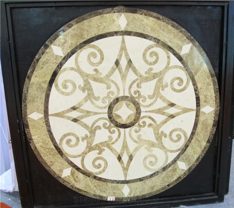 China Light Emperador Brown Marble Round Waterjet Medallions,Inlay Flooring Tiles,Customized Flooring Paving Tiles Patterns Design ,Decorated Hotel