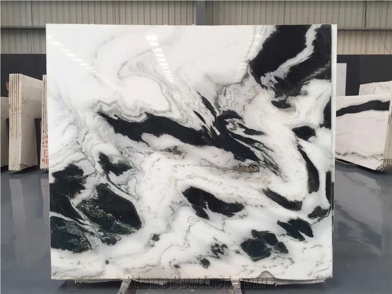 China Panda White Marble,Landscape Paintings Marble,Black and White Multicolor,Good for Exterior - Interior Wall and Floor Applications