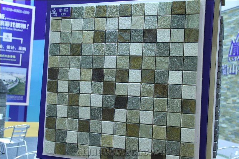 China Rust Slate Mosaic, Rustic Slate,In China Stone Market,Swimming Pool Mosaic Tiles,23x23,Mosaic Tiles with Pattern