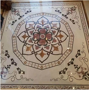 China White Marble Square Waterjet Medallions,Inlay Flooring Tiles,Customized Flooring Paving Tiles Patterns Design ,Decorated Hotel Lobby and Hall