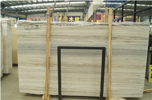 China Crystal Wood Grain White Marble Slab