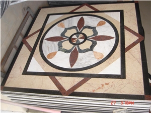 Natural Stone Beige Marble Round Rosettes Carpet Waterjet Medallions,Inlay Flooring Tiles,Customized Flooring Paving Tiles Patterns Design