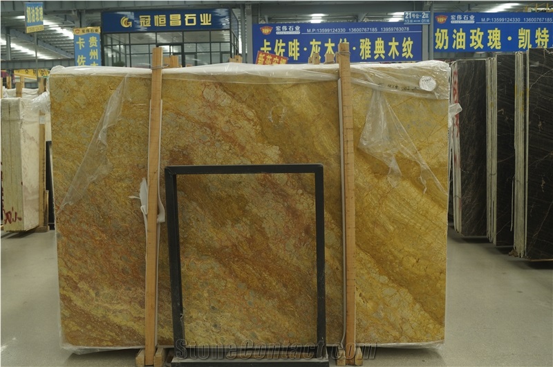 Polished Golden Yellow Marble Slab,Seattle Gold for Floor Covering or Wall Cladding,Natural Stone with Ce Certificate,Direct Factory Cheap Price