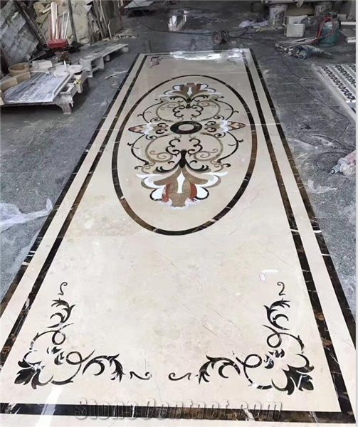 Polished Round Marble Water Jet Medallions Inlay Flooring Tiles ...