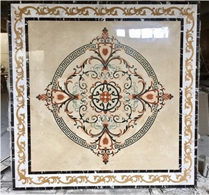 Polished Square Marble Water Jet Medallions Inlay Flooring Tiles,Customized Flooring Paving Tiles Patterns Design ,Decorated Hotel Lobby and Hall