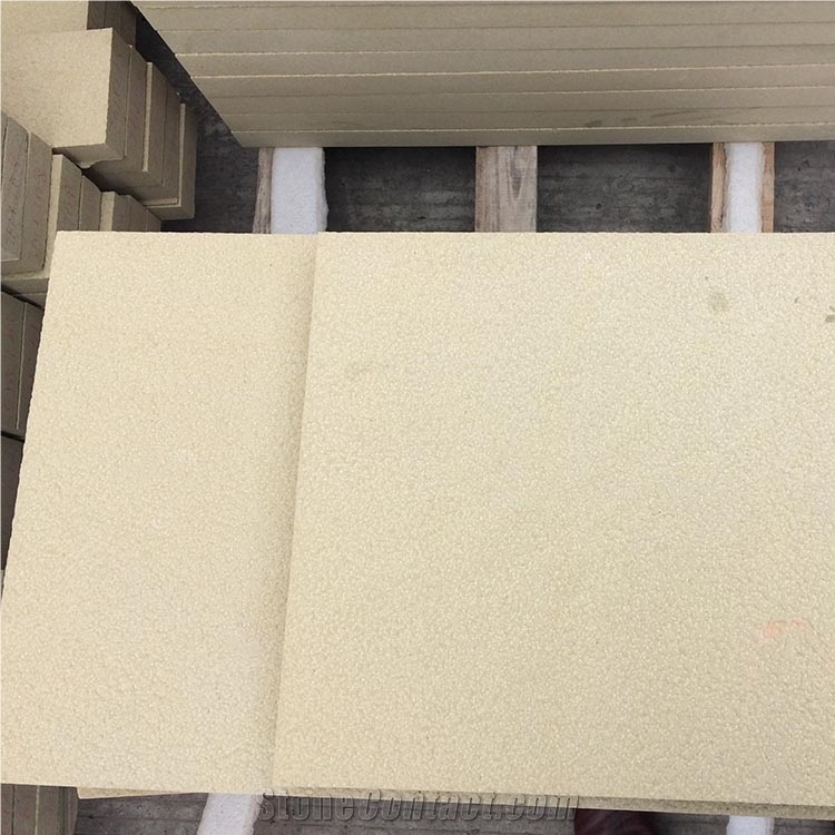 Litchi Finished Beige Sandstone Stone for Wall Cladding