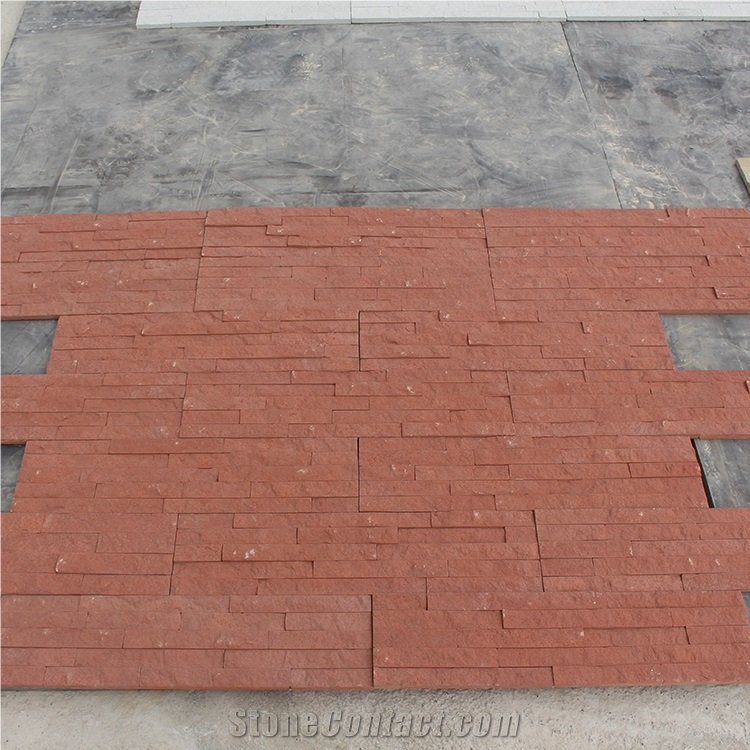 Red Sandstone Culture Stone Split Surface for Walls