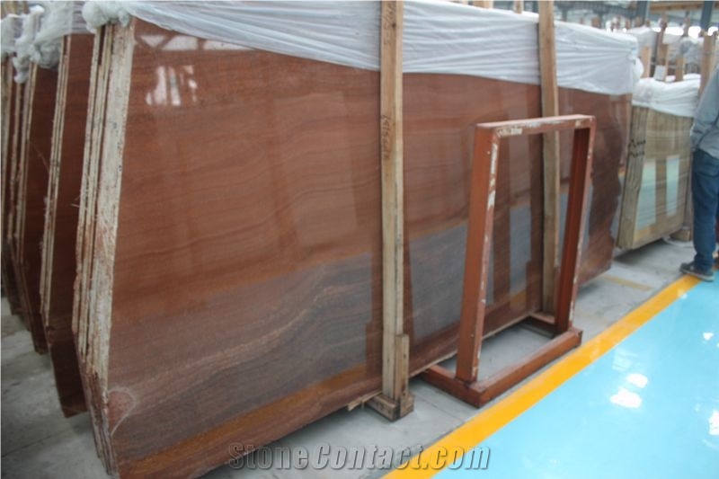 Polished Imperial Wood Vein Marble Slabs, Red Wooden Line Marble Slab