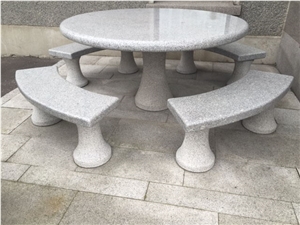 G603 Granite Bench & Table, Grey Granite Bench & Table