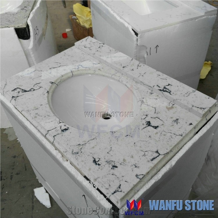 Chinese Quartz Stone Bathroom Vanity Tops